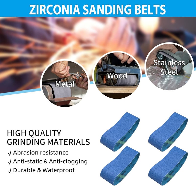 SHUTTLE GENIUS 3 x 18 Zirconia Sanding Belts,36 Grit 3x18 Inch Sanding Belt, 3x18 Belt Sander Sanding Belts for Metal Polishing, Woodworking,6 Pack(3x18in,36 Grit) - Image 5